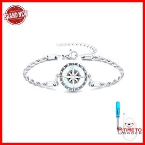 Sterling Silver Adjustable Compass Urn Bracelet Abalone Elegant Memorial Jewelry